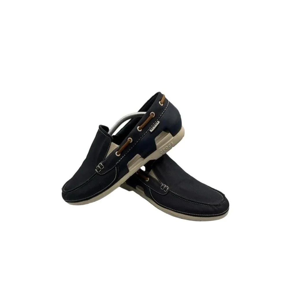 Crocs Beach Line Boat Slip-On Navy Blue Canvas Mens Shoes